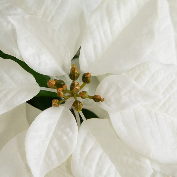 30” Artificial Grand White Velvet Poinsettia Arrangement in Red Wrapped Planter