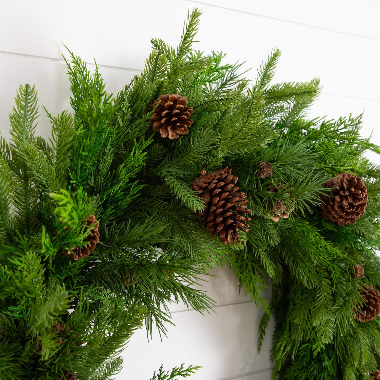 30" Artificial Norfolk Mixed Pine Wreath with Pinecones