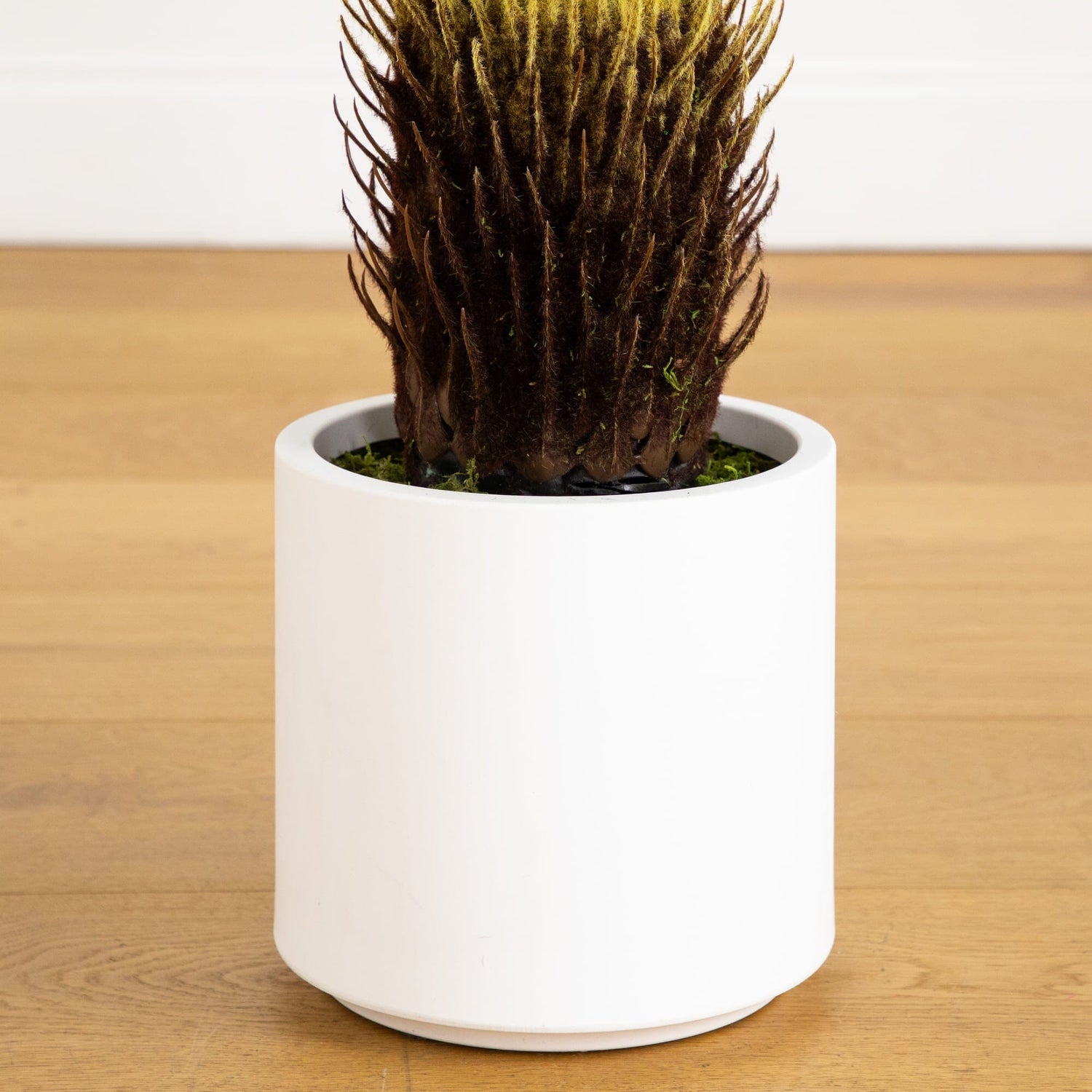 30" UV Resistant Artificial Cycas Palm Tree in White Decorative Planter (Indoor/Outdoor)
