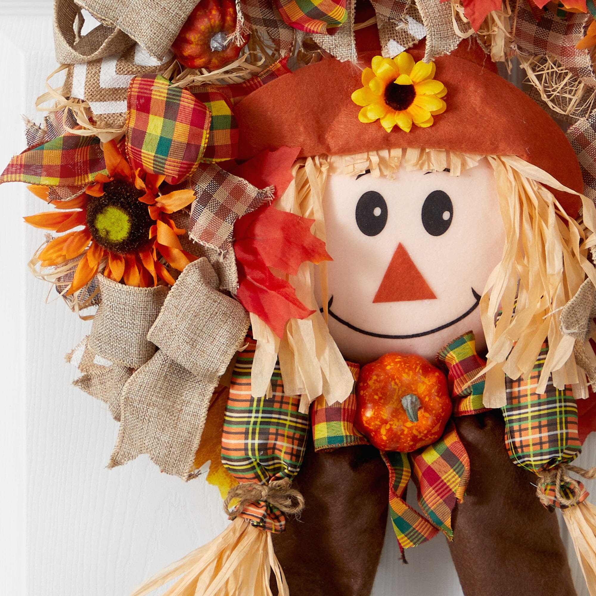 30” Scarecrow Fall Artificial Autumn Wreath with Sunflower