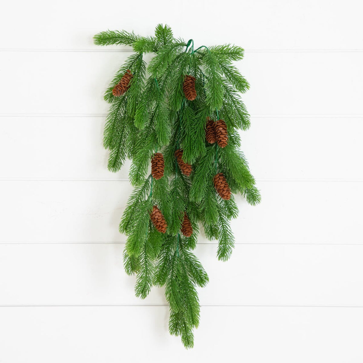 30” UV Resistant Artificial Christmas Pine & Pinecone Hanging Plant (Indoor/Outdoor) - Set of 3