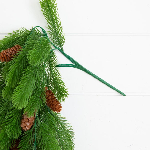 30” UV Resistant Artificial Christmas Pine & Pinecone Hanging Plant (Indoor/Outdoor) - Set of 3