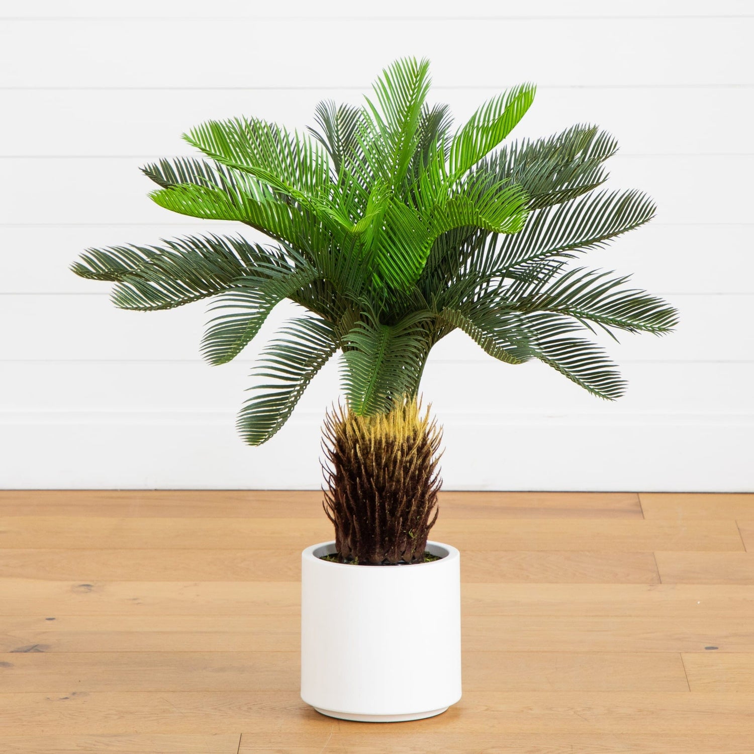 indoor palm tree planter Nearly Natural 30in. UV Resistant Artificial Cycas Palm Tree in White Decorative Planter (Indoor/Outdoor)