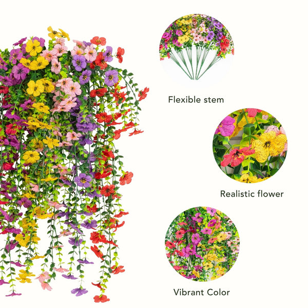 30" UV Resistant Artificial Daisy Hanging Plant (Indoor/Outdoor) - Set of 6