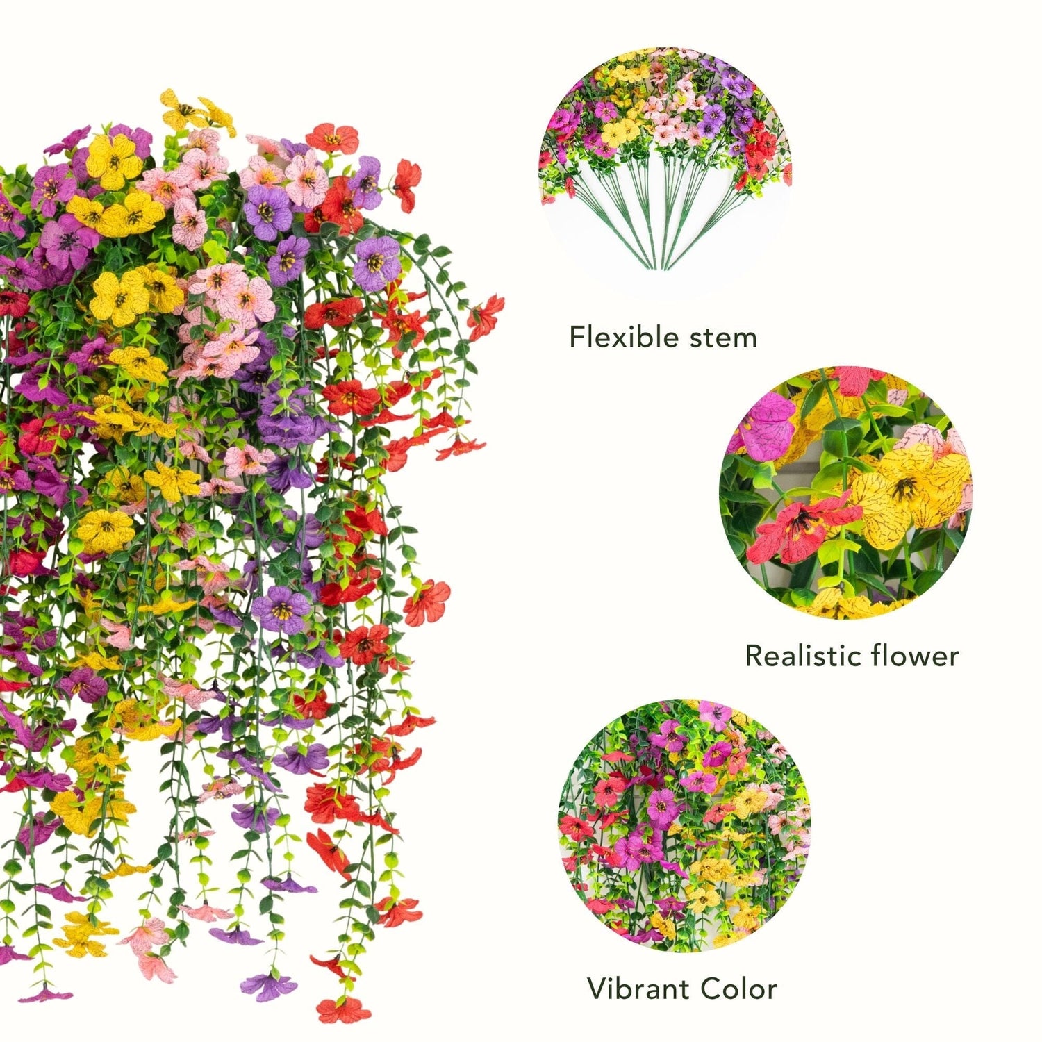 30" UV Resistant Artificial Daisy Hanging Plant (Indoor/Outdoor) - Set of 6