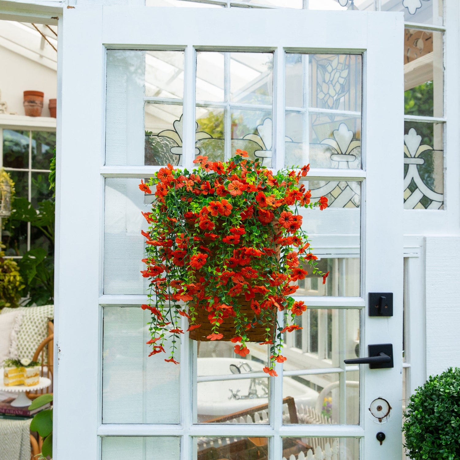 30" UV Resistant Artificial Daisy Hanging Plant (Indoor/Outdoor) - Set of 6