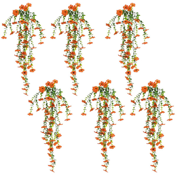 30" UV Resistant Artificial Daisy Hanging Plant (Indoor/Outdoor) - Set of 6