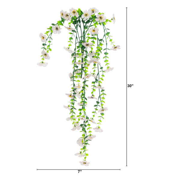 30" UV Resistant Artificial Daisy Hanging Plant (Indoor/Outdoor) - Set of 6