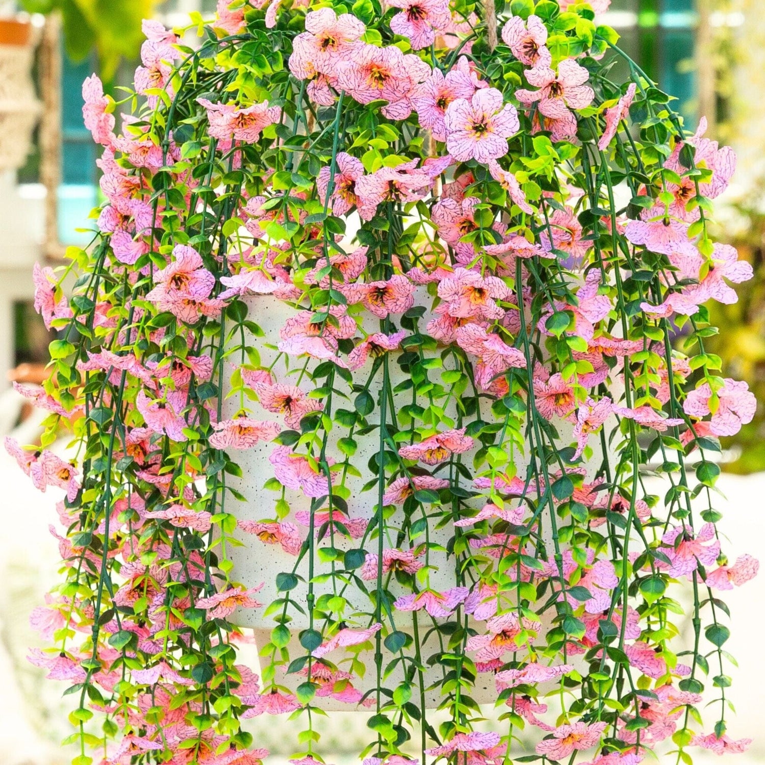 artificial small hanging plants 30" UV Resistant Artificial Daisy Hanging Plant (Indoor/Outdoor)