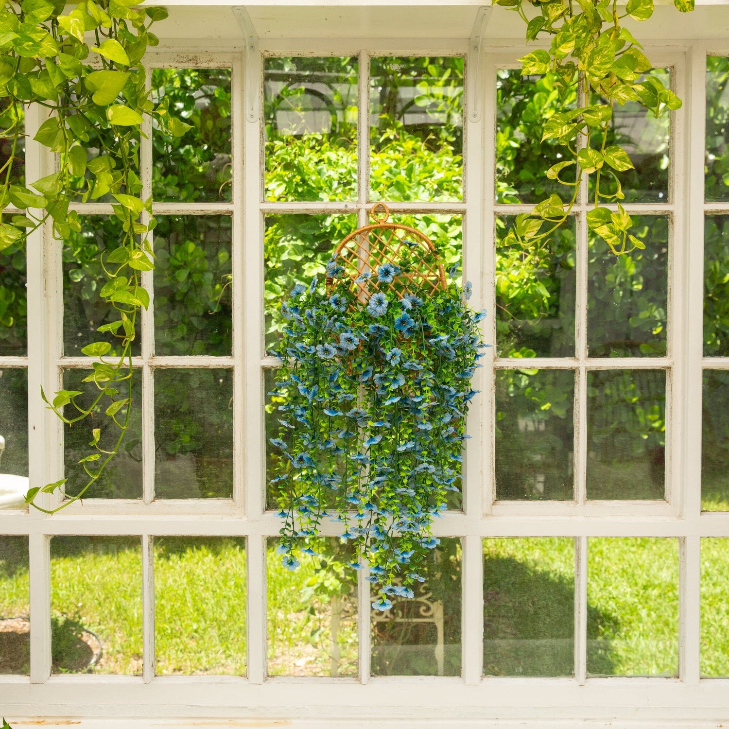 30" UV Resistant Artificial Daisy Hanging Plant (Indoor/Outdoor) - Set of 6