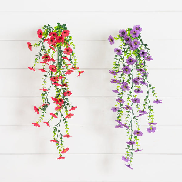 30" UV Resistant Artificial Daisy Hanging Plant (Indoor/Outdoor) - Set of 6