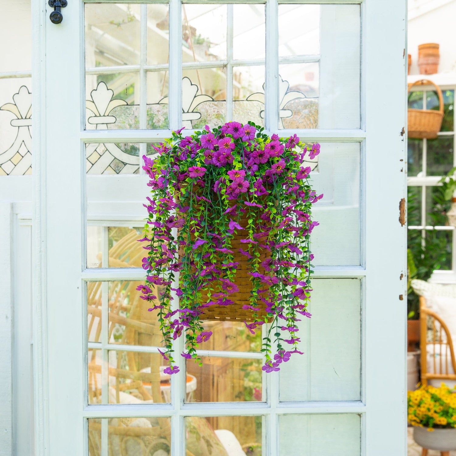 30" UV Resistant Artificial Daisy Hanging Plant (Indoor/Outdoor) - Set of 6