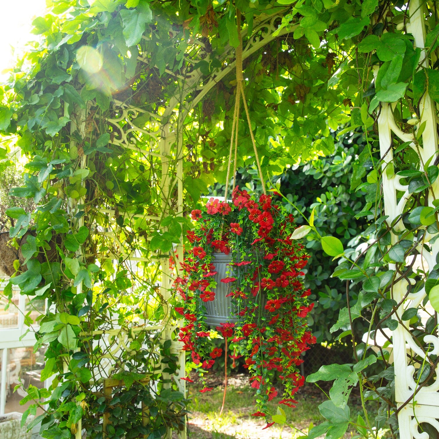 30" UV Resistant Artificial Daisy Hanging Plant (Indoor/Outdoor) - Set of 6