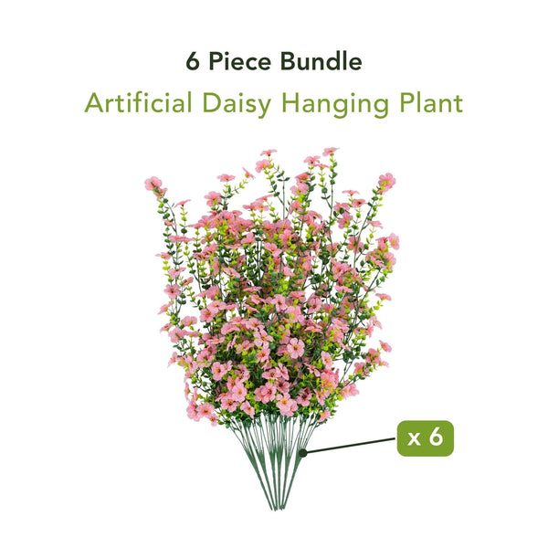 30" UV Resistant Artificial Daisy Hanging Plant (Indoor/Outdoor) - Set of 6