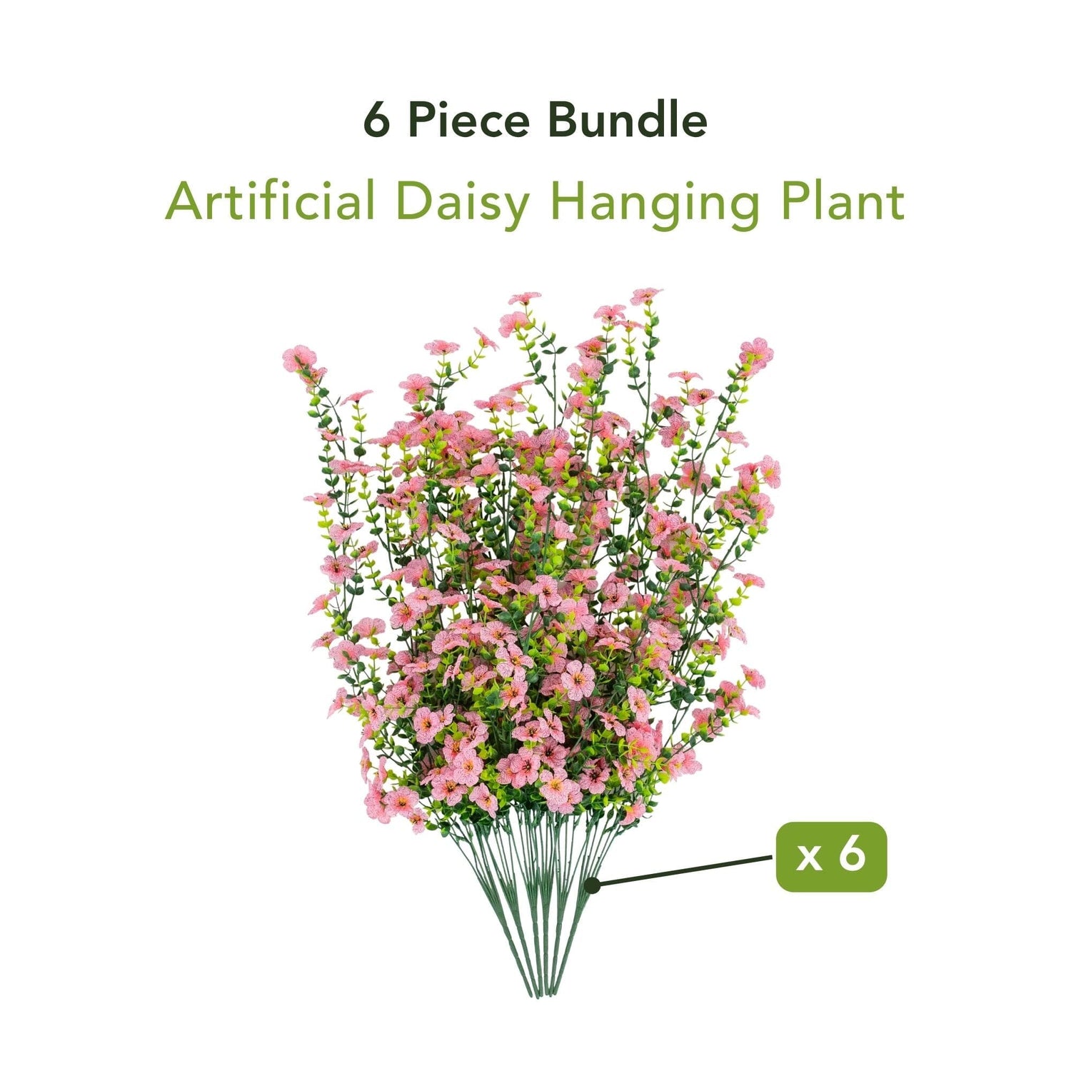 30" UV Resistant Artificial Daisy Hanging Plant (Indoor/Outdoor) - Set of 6