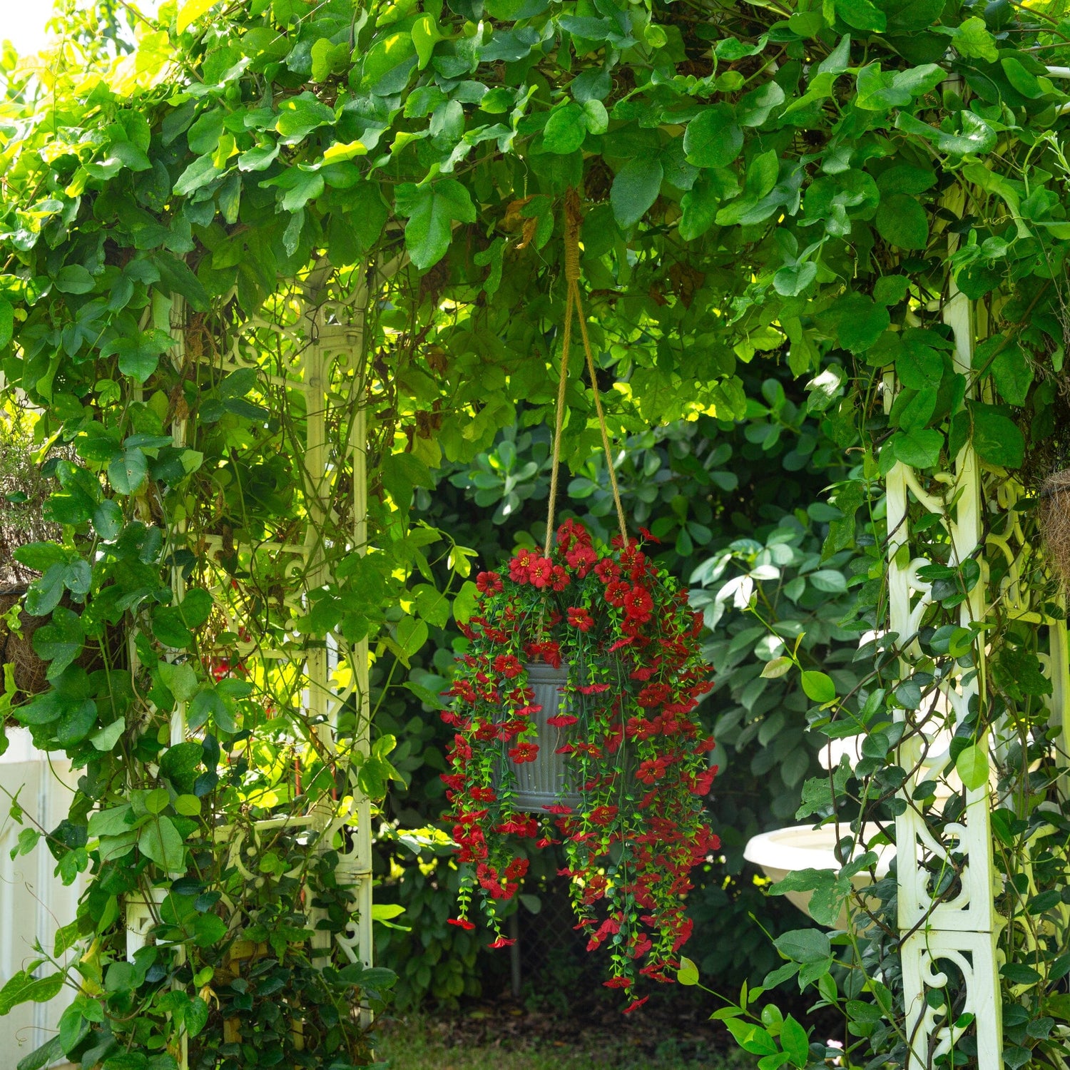 30" UV Resistant Artificial Daisy Hanging Plant (Indoor/Outdoor) - Set of 6