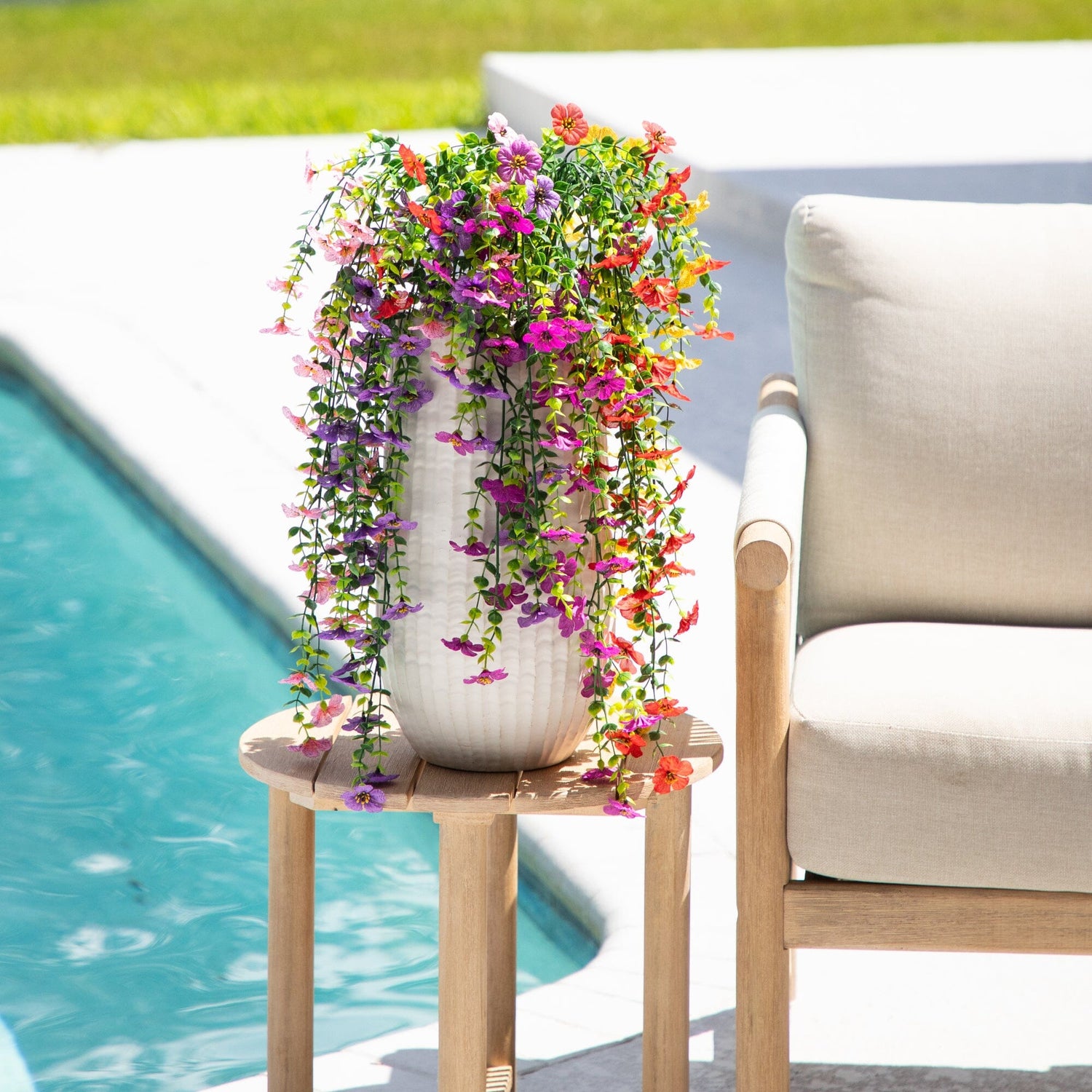 hanging plants buy online 30" UV Resistant Artificial Daisy Hanging Plant (Indoor/Outdoor)