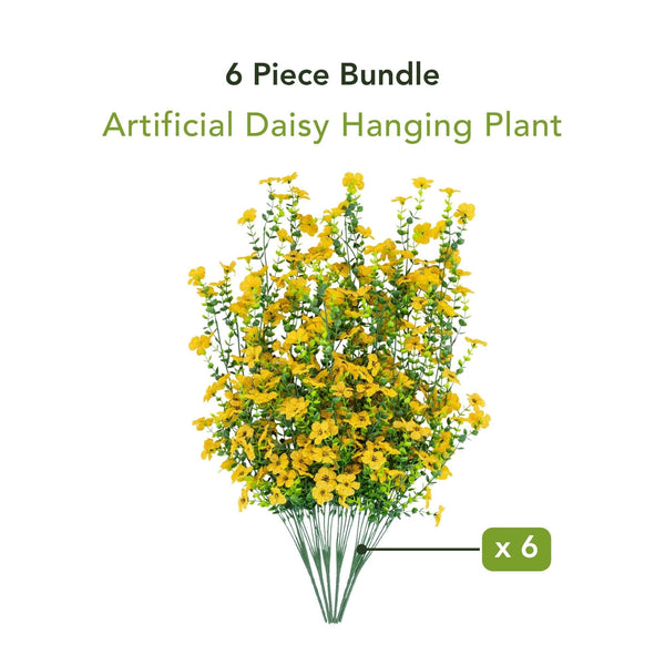 30" UV Resistant Artificial Daisy Hanging Plant (Indoor/Outdoor) - Set of 6