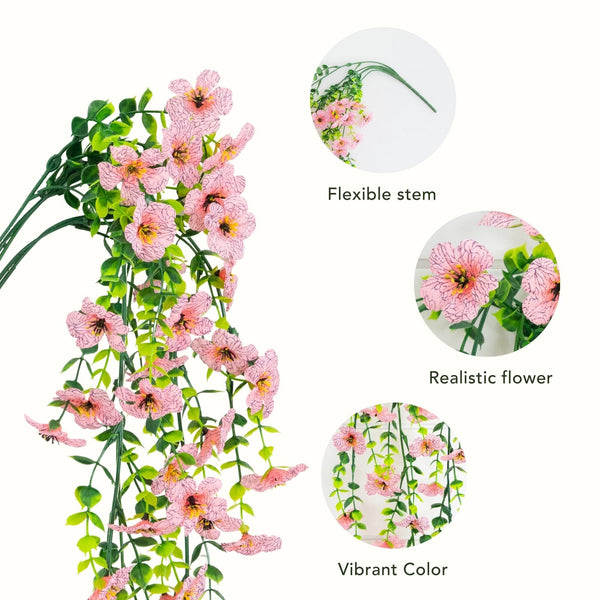 30" UV Resistant Artificial Daisy Hanging Plant (Indoor/Outdoor) - Set of 6