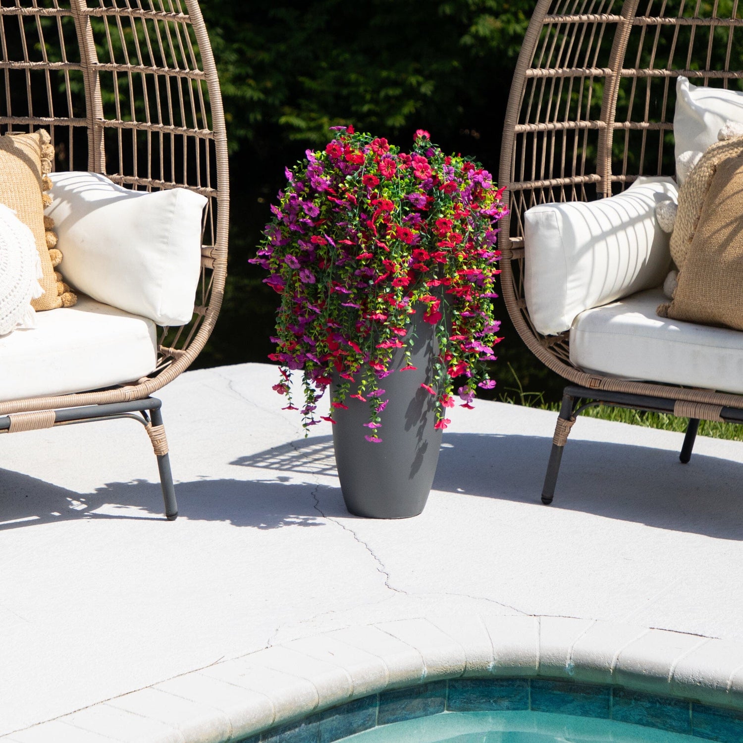 30" UV Resistant Artificial Daisy Hanging Plant (Indoor/Outdoor) - Set of 6