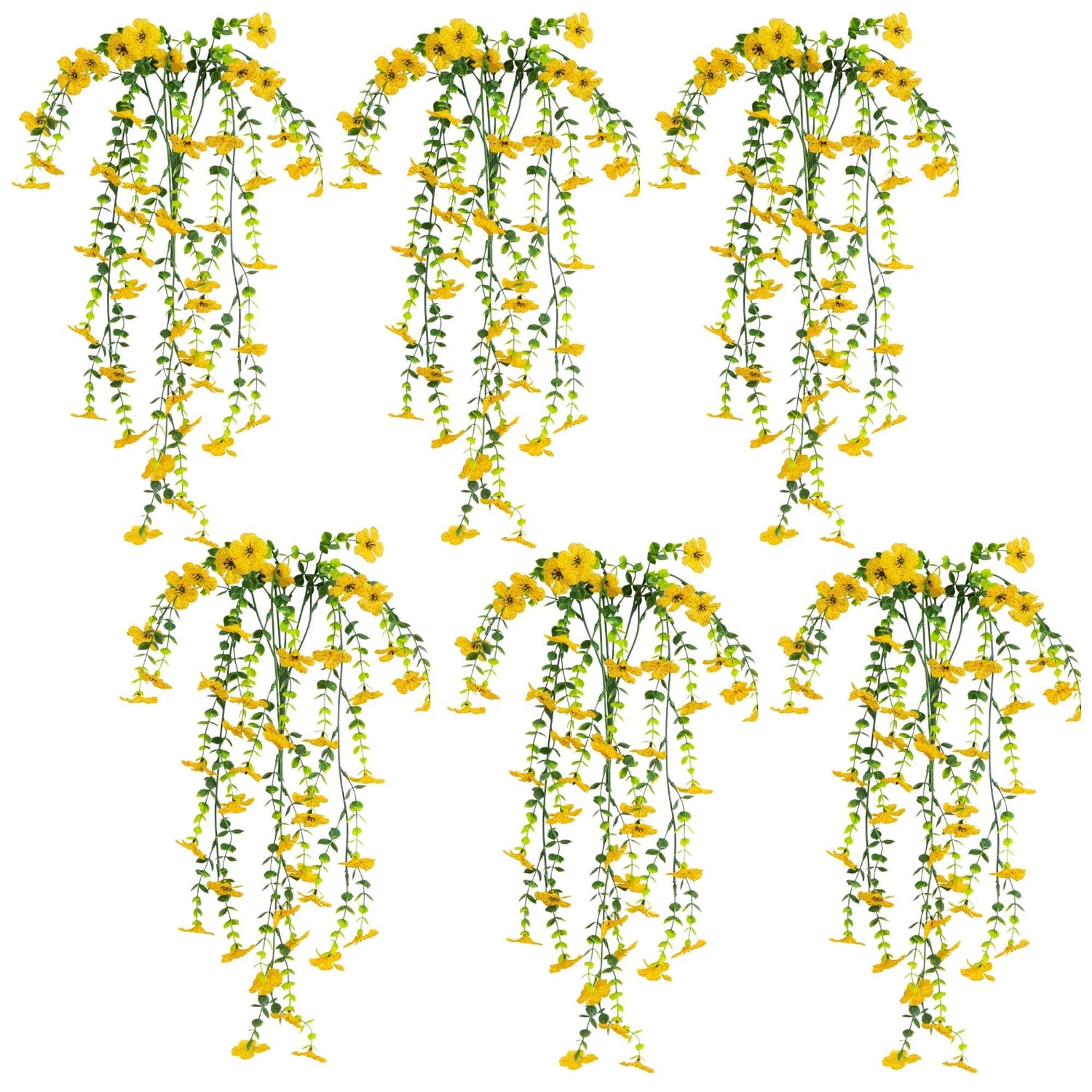 30" UV Resistant Artificial Daisy Hanging Plant (Indoor/Outdoor) - Set of 6