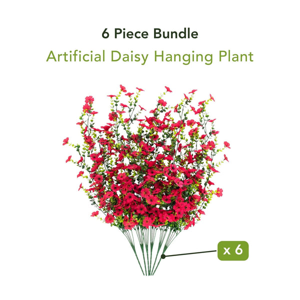 30" UV Resistant Artificial Daisy Hanging Plant (Indoor/Outdoor) - Set of 6