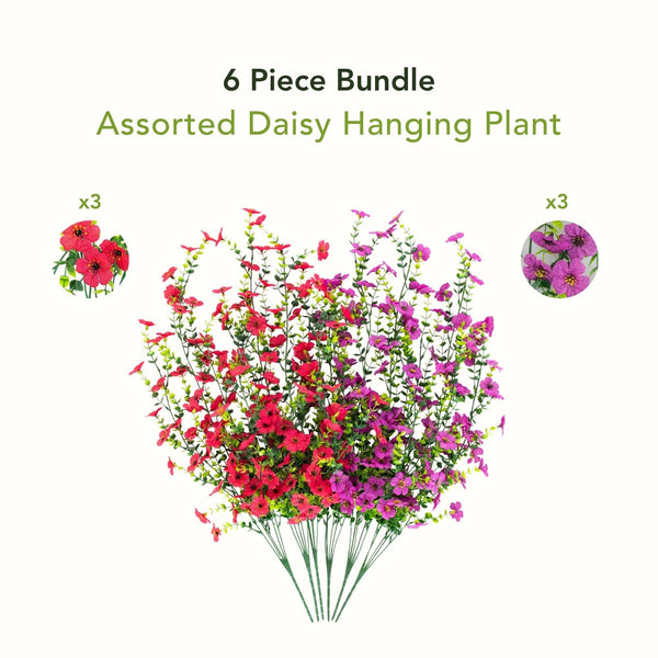 30" UV Resistant Artificial Daisy Hanging Plant (Indoor/Outdoor) - Set of 6
