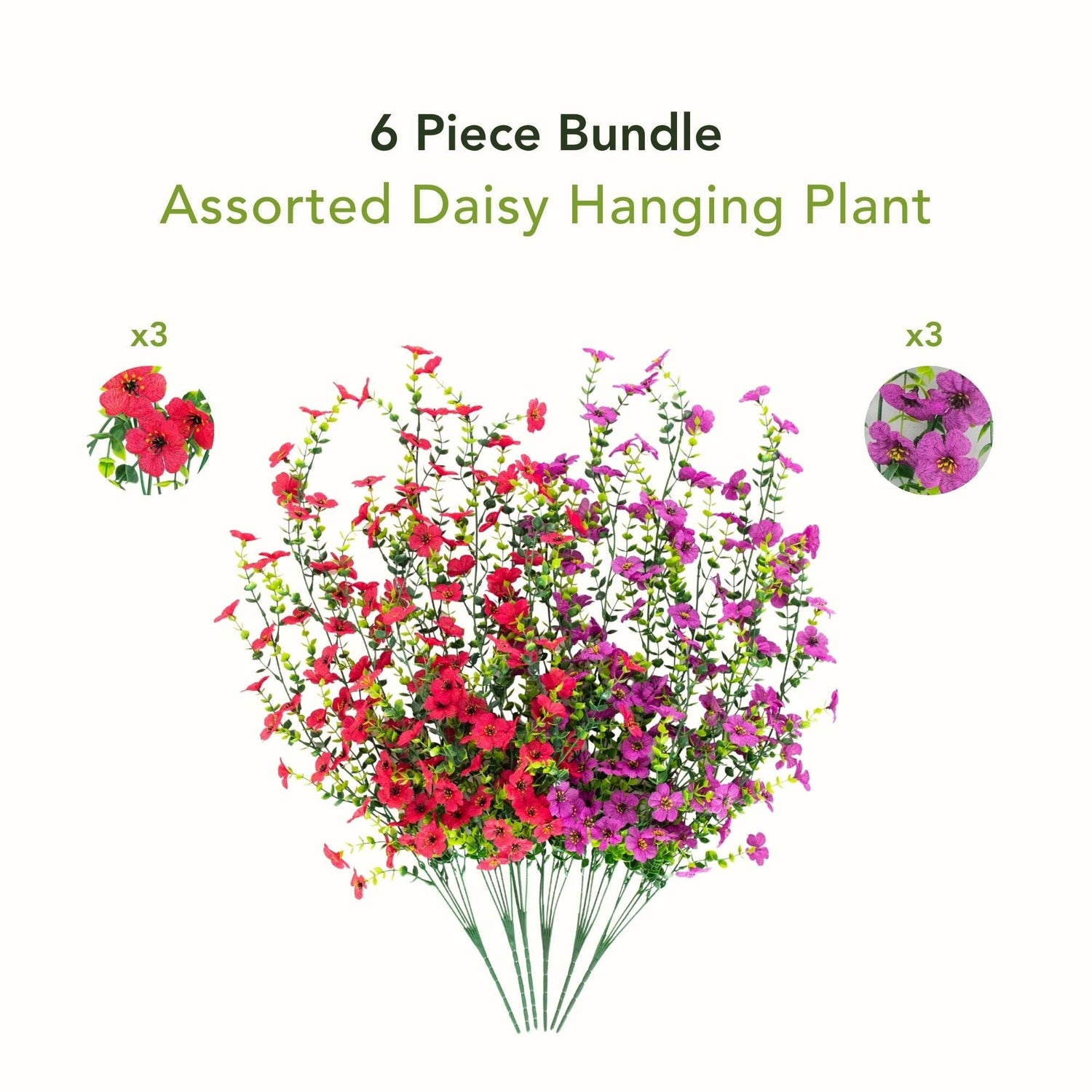 30" UV Resistant Artificial Daisy Hanging Plant (Indoor/Outdoor) - Set of 6