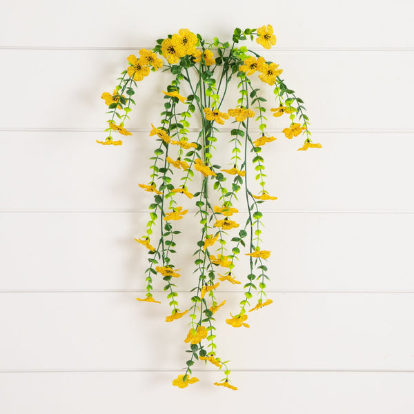 30" UV Resistant Artificial Daisy Hanging Plant (Indoor/Outdoor) - Set of 6