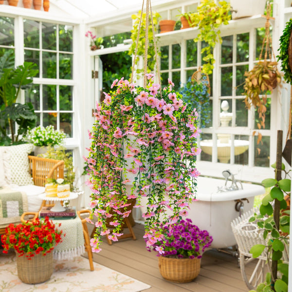 30" UV Resistant Artificial Daisy Hanging Plant (Indoor/Outdoor) - Set of 6