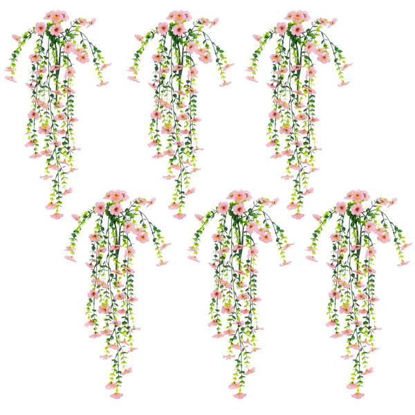 30" UV Resistant Artificial Daisy Hanging Plant (Indoor/Outdoor) - Set of 6