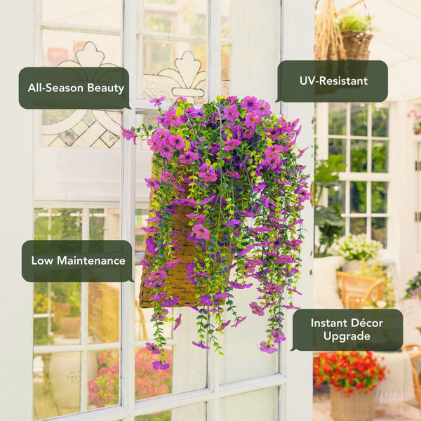 30" UV Resistant Artificial Daisy Hanging Plant (Indoor/Outdoor) - Set of 6