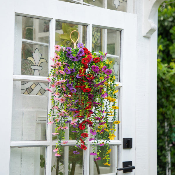 30" UV Resistant Artificial Daisy Hanging Plant (Indoor/Outdoor) - Set of 6