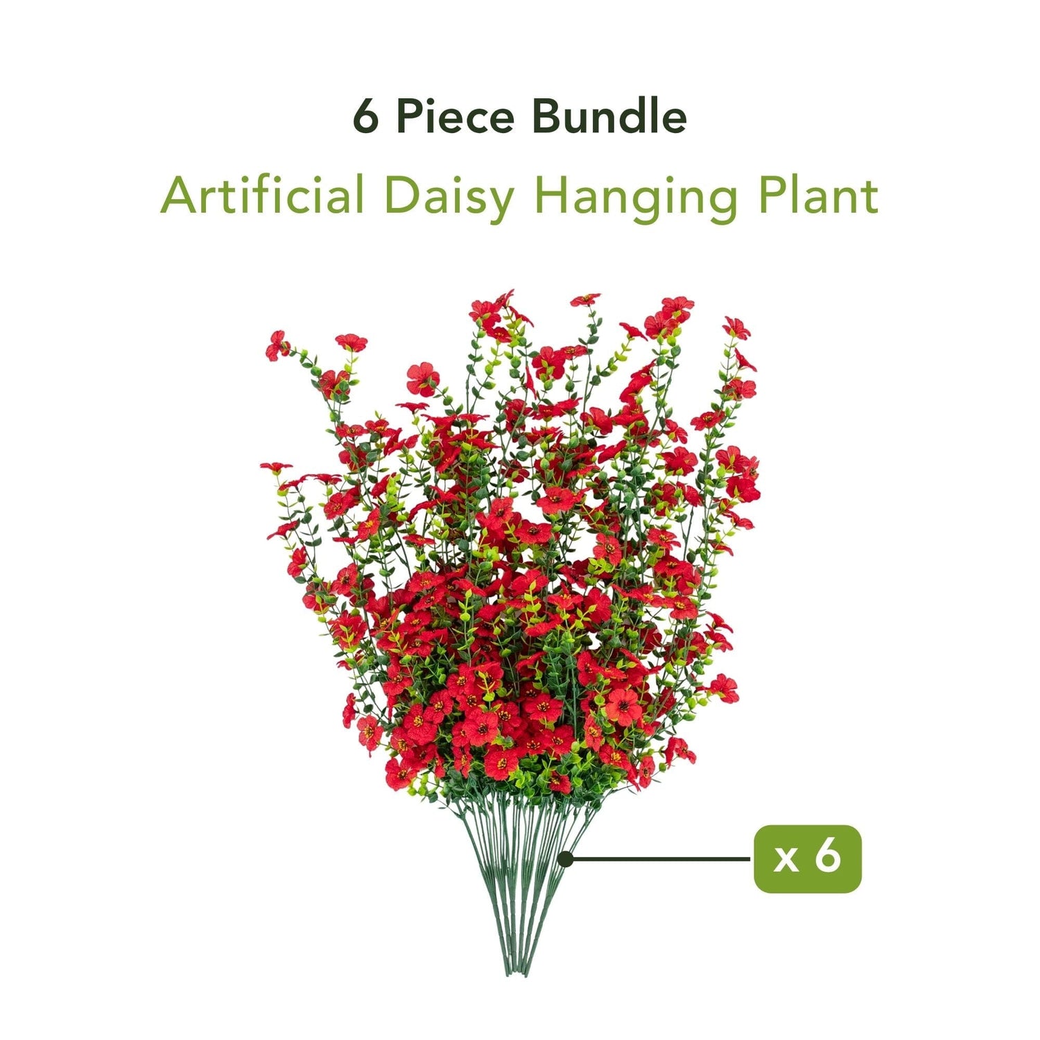 30" UV Resistant Artificial Daisy Hanging Plant (Indoor/Outdoor) - Set of 6