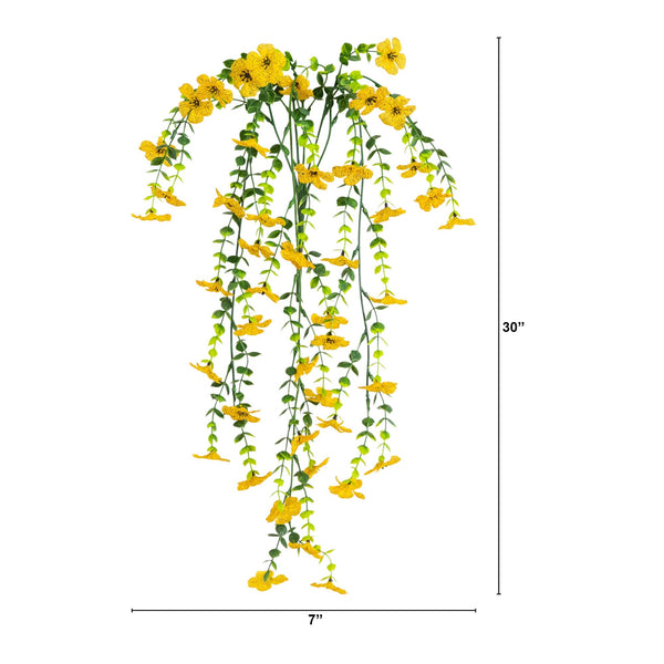 30" UV Resistant Artificial Daisy Hanging Plant (Indoor/Outdoor) - Set of 6