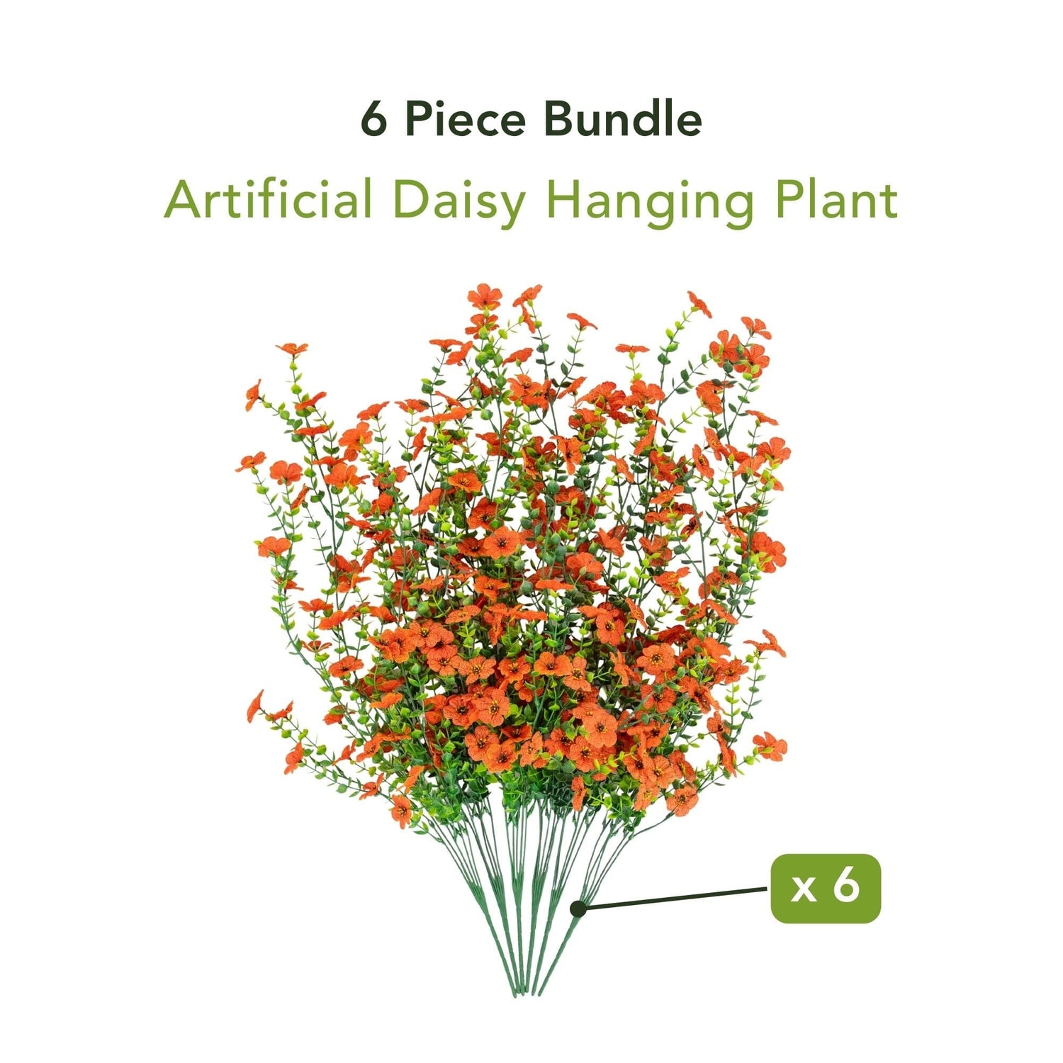 30" UV Resistant Artificial Daisy Hanging Plant (Indoor/Outdoor) - Set of 6