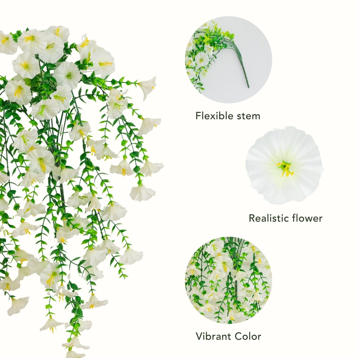 30" UV Resistant Artificial Morning Glory Hanging Plant (Indoor/Outdoor) - Set of 6