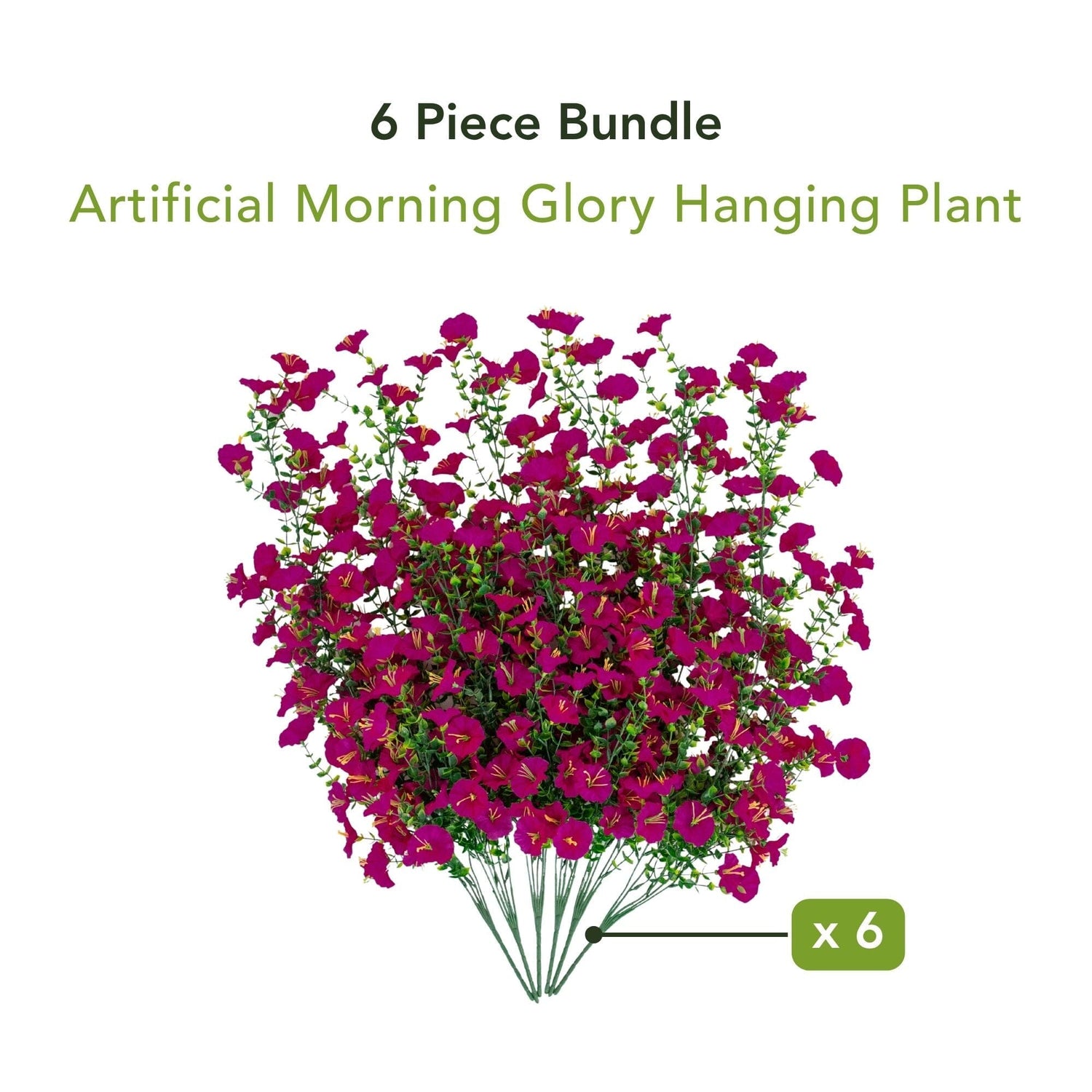 30" UV Resistant Artificial Morning Glory Hanging Plant (Indoor/Outdoor) - Set of 6