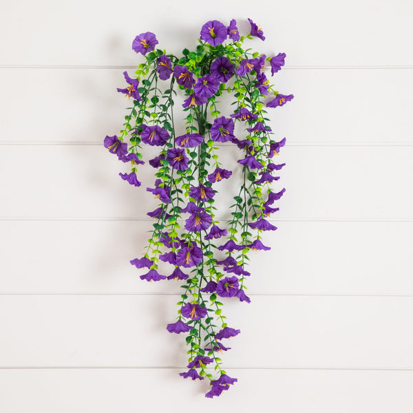 30" UV Resistant Artificial Morning Glory Hanging Plant (Indoor/Outdoor) - Set of 6