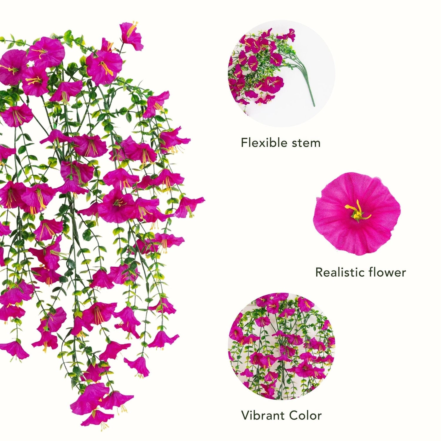 30" UV Resistant Artificial Morning Glory Hanging Plant (Indoor/Outdoor) - Set of 6