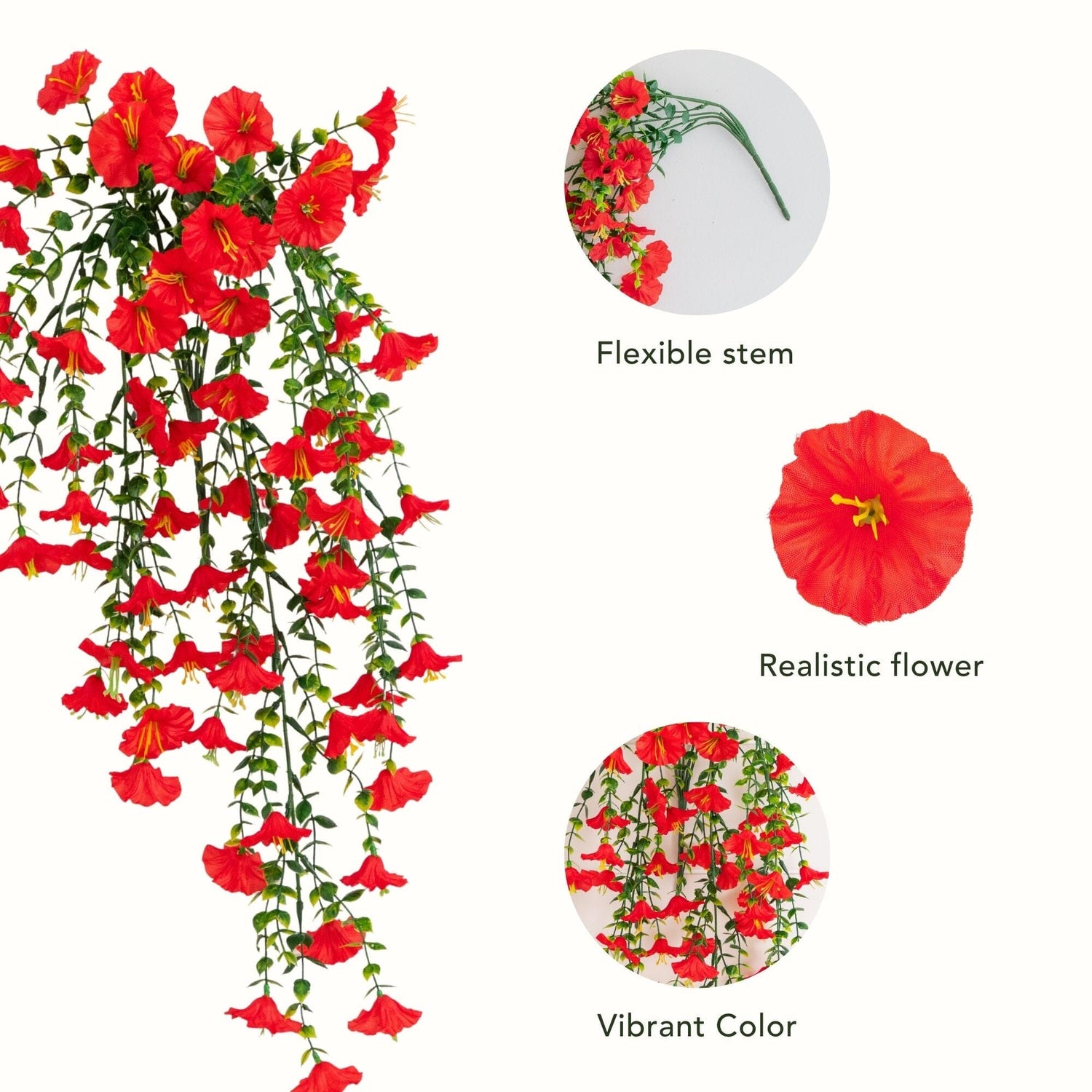 30" UV Resistant Artificial Morning Glory Hanging Plant (Indoor/Outdoor) - Set of 6