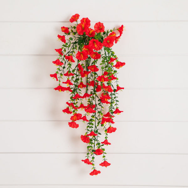 30" UV Resistant Artificial Morning Glory Hanging Plant (Indoor/Outdoor) - Set of 6