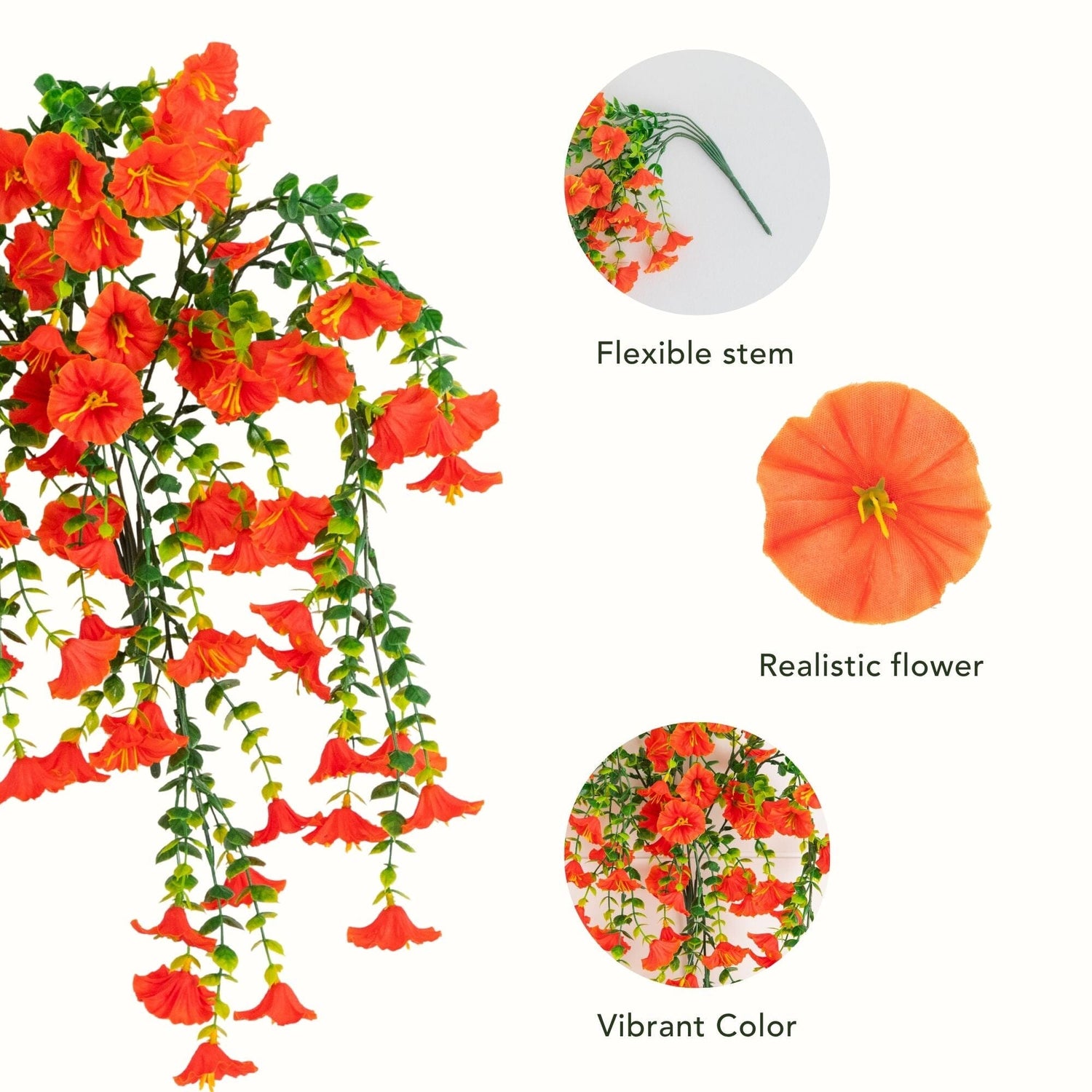 30" UV Resistant Artificial Morning Glory Hanging Plant (Indoor/Outdoor) - Set of 6