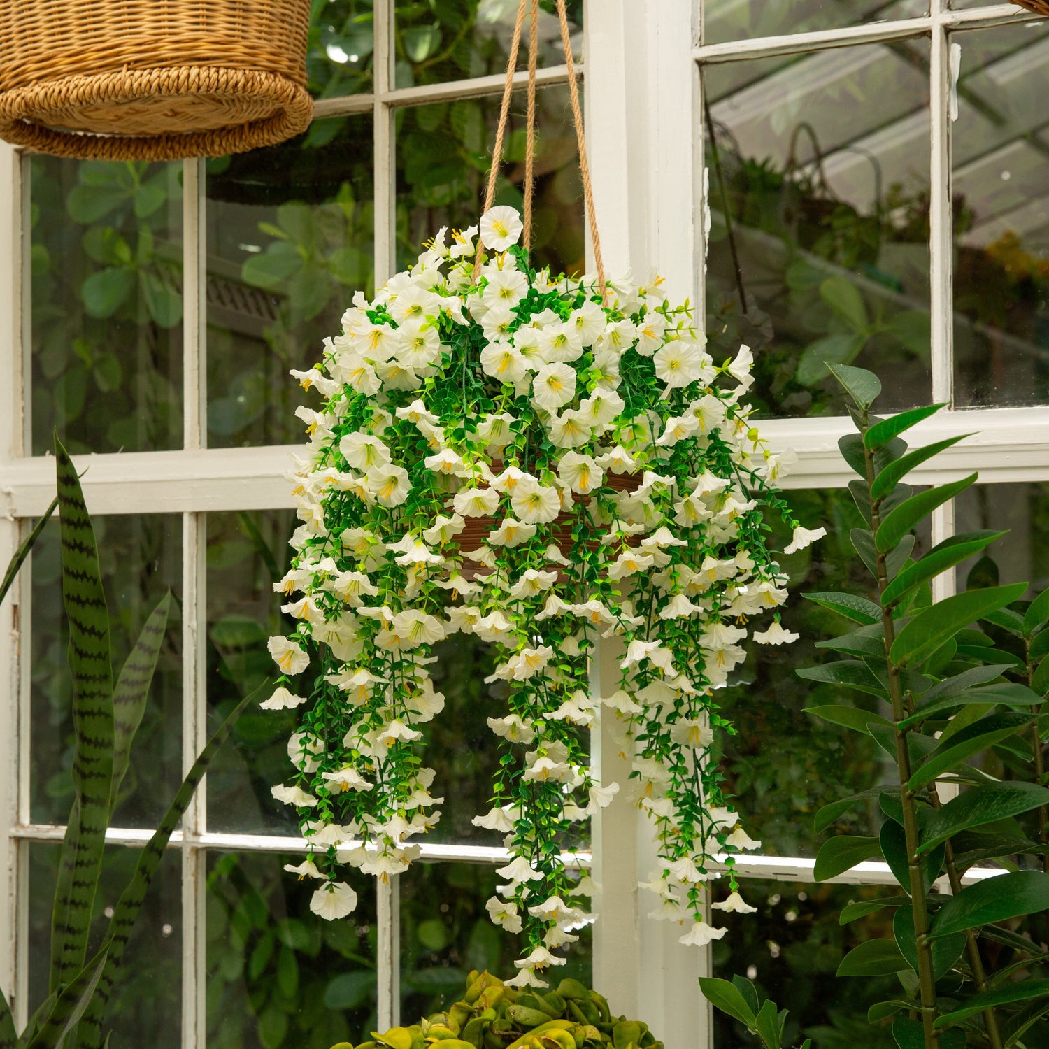 30" UV Resistant Artificial Morning Glory Hanging Plant (Indoor/Outdoor) - Set of 6