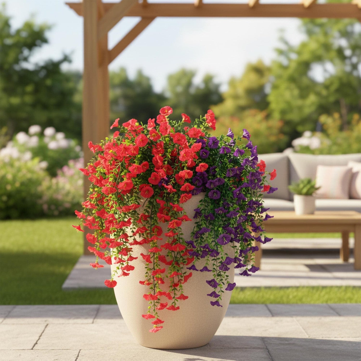 30" UV Resistant Artificial Morning Glory Hanging Plant (Indoor/Outdoor) - Set of 6