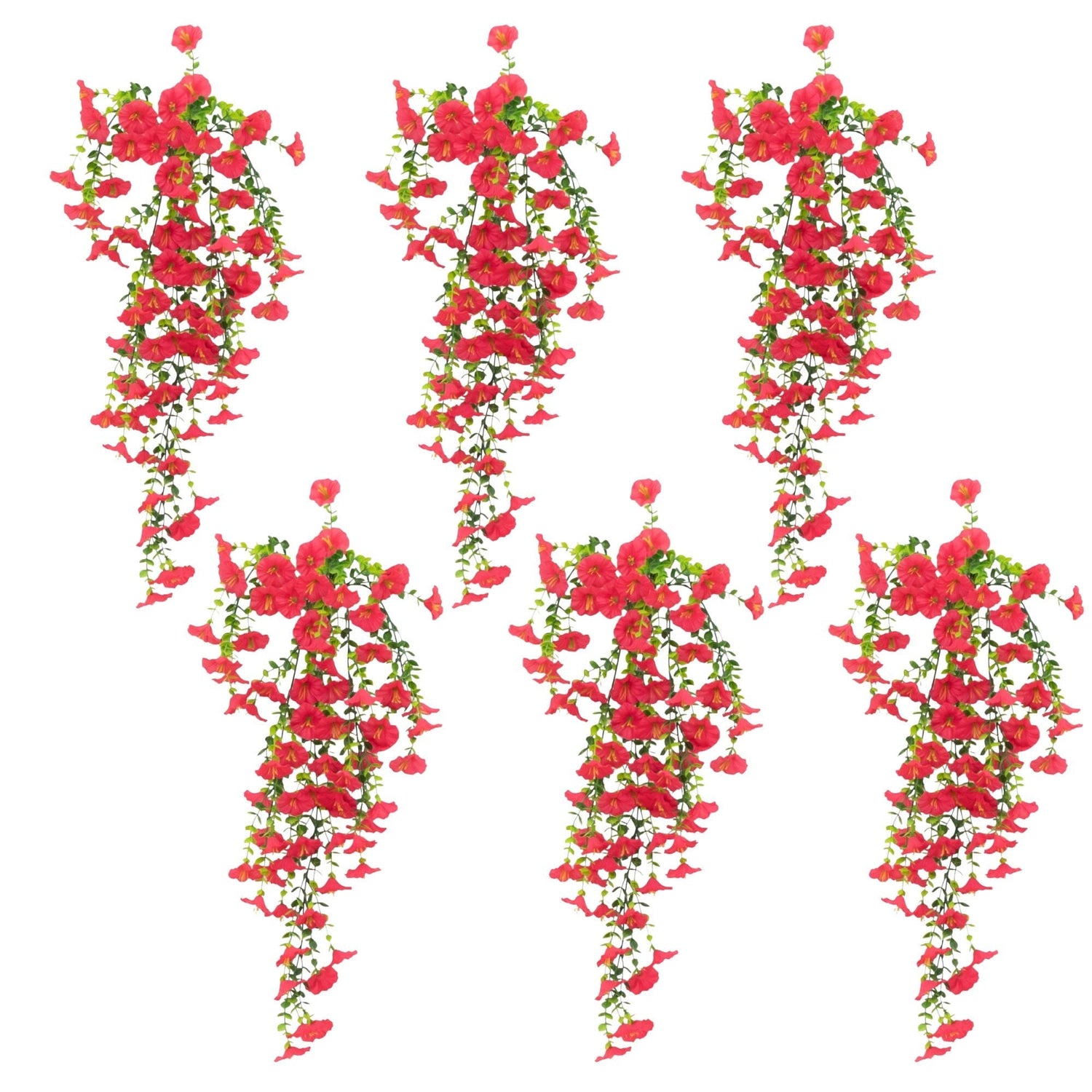 30" UV Resistant Artificial Morning Glory Hanging Plant (Indoor/Outdoor) - Set of 6