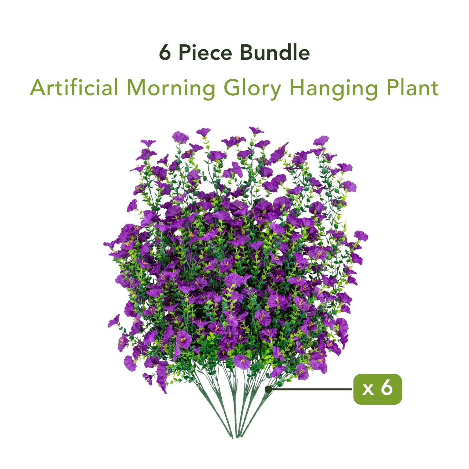 30" UV Resistant Artificial Morning Glory Hanging Plant (Indoor/Outdoor) - Set of 6