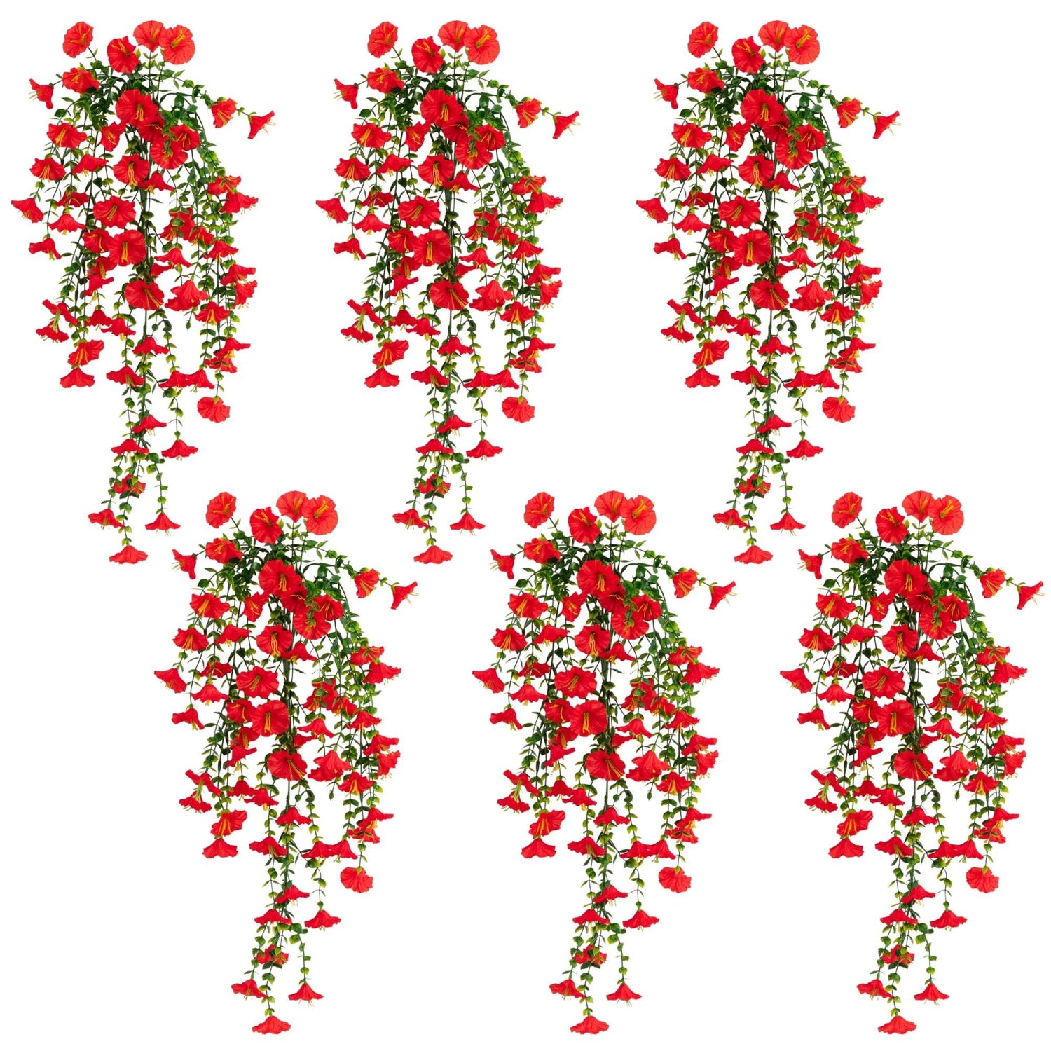 30" UV Resistant Artificial Morning Glory Hanging Plant (Indoor/Outdoor) - Set of 6