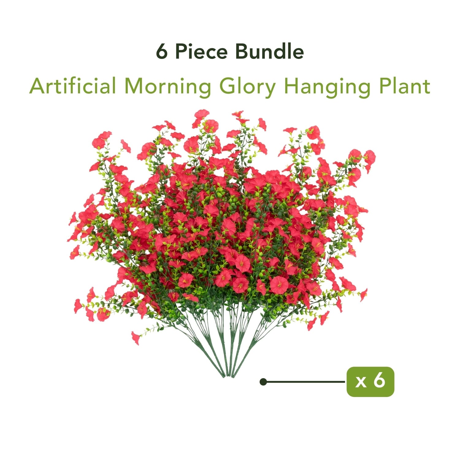 30" UV Resistant Artificial Morning Glory Hanging Plant (Indoor/Outdoor) - Set of 6