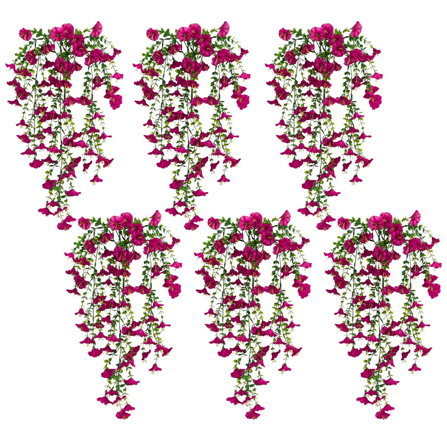 30" UV Resistant Artificial Morning Glory Hanging Plant (Indoor/Outdoor) - Set of 6